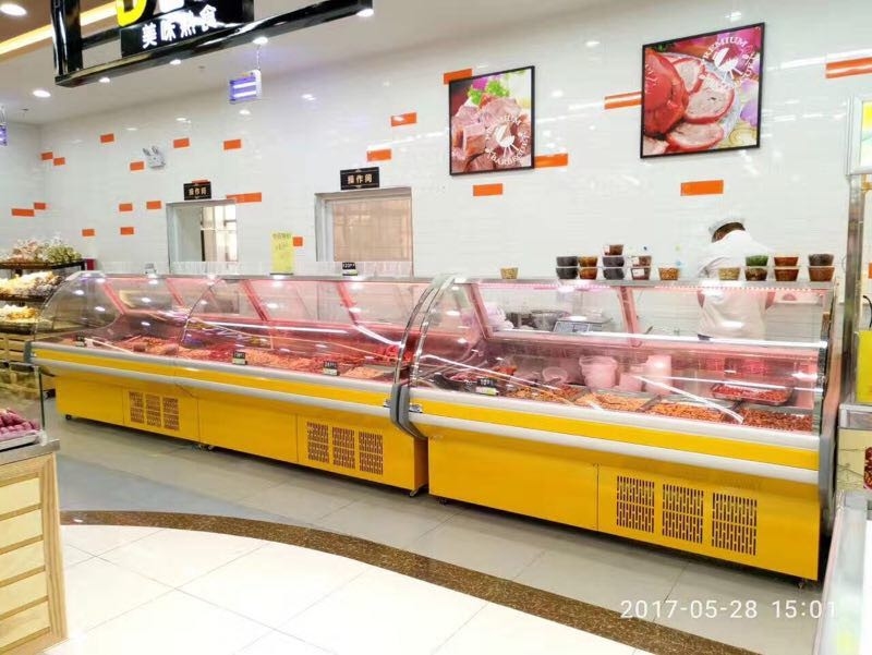Painted Steel Meat Deli Display Cooler Grey Color Multiscene