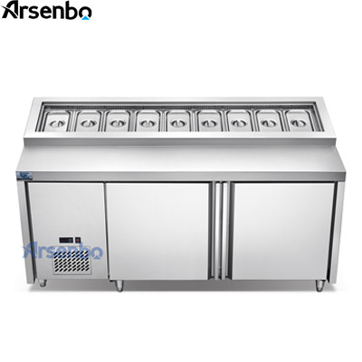 SS304 Countertop Pizza Prep Refrigerator Station 210W Antiwear